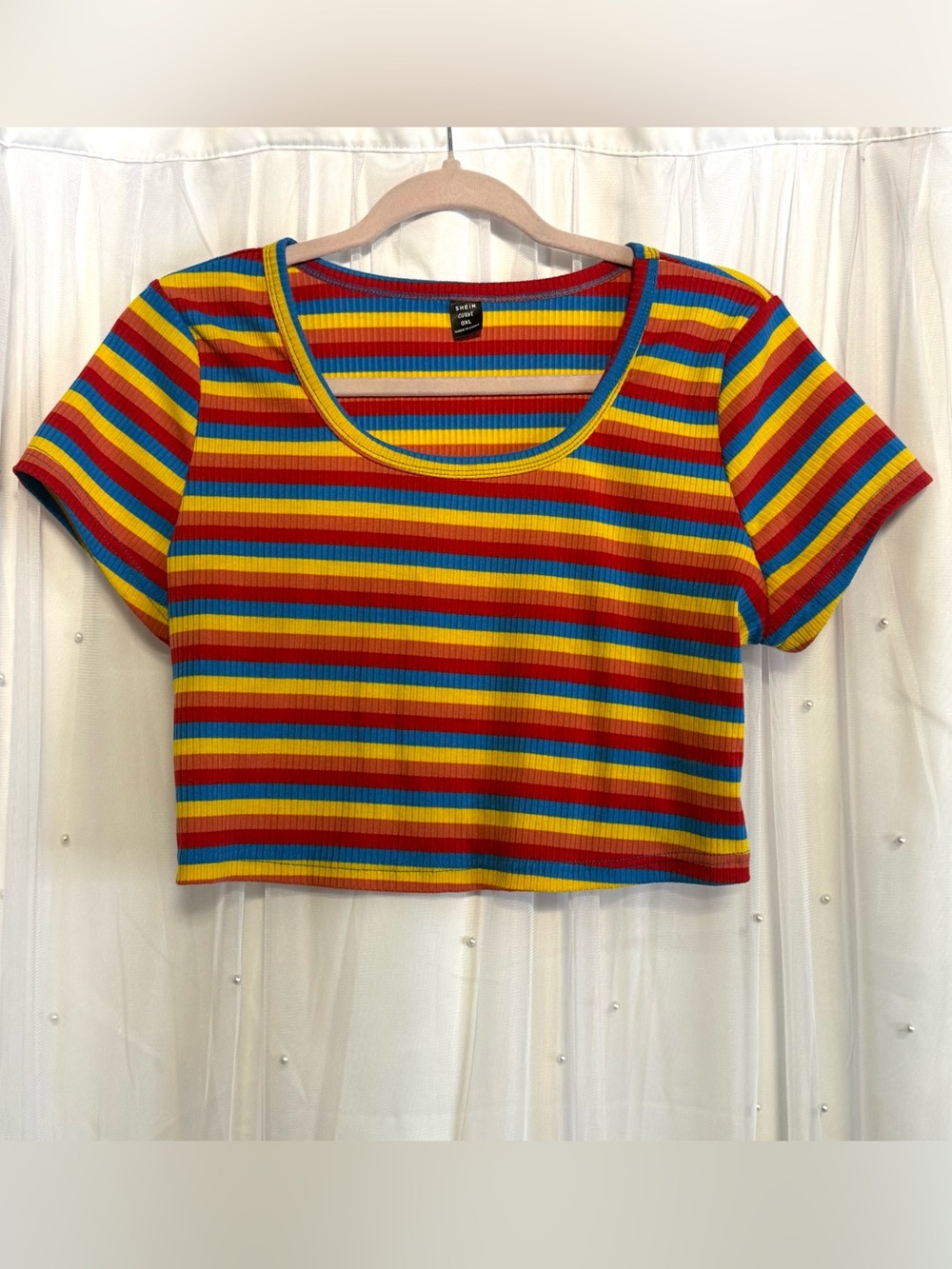 70’s Vibe Rainbow Striped Crop Top